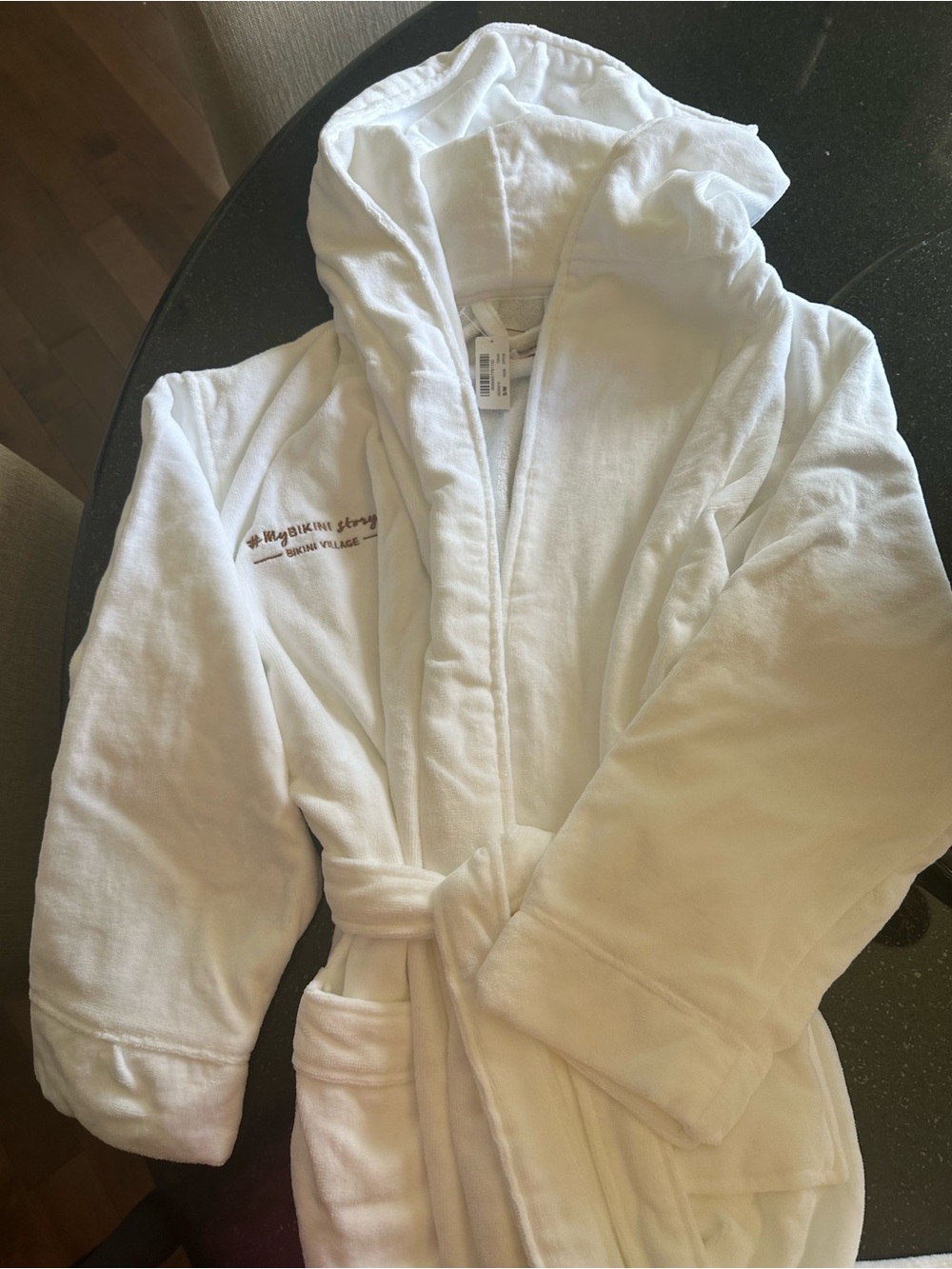 White Hooded Plush Spa Robe with Belt